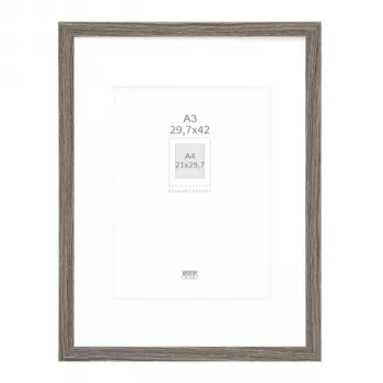 Deknudt S66KH3 P1 DIN A3 29,7x42 cm drevený sivý fotorámik s bielym paspartom