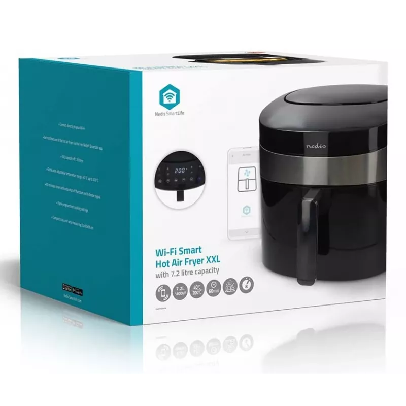 Nedis SmartLife KAAF180BKW teplovzdušná fritéza 7,2 L, čierna