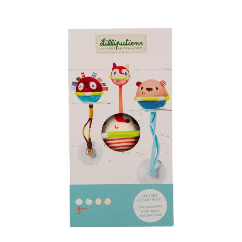 Lilliputiens sada 3 kúpacích loptičiek s prísavkami