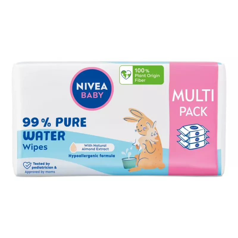 NIVEA Baby Pure Water vlhčené obrúsky 3x57