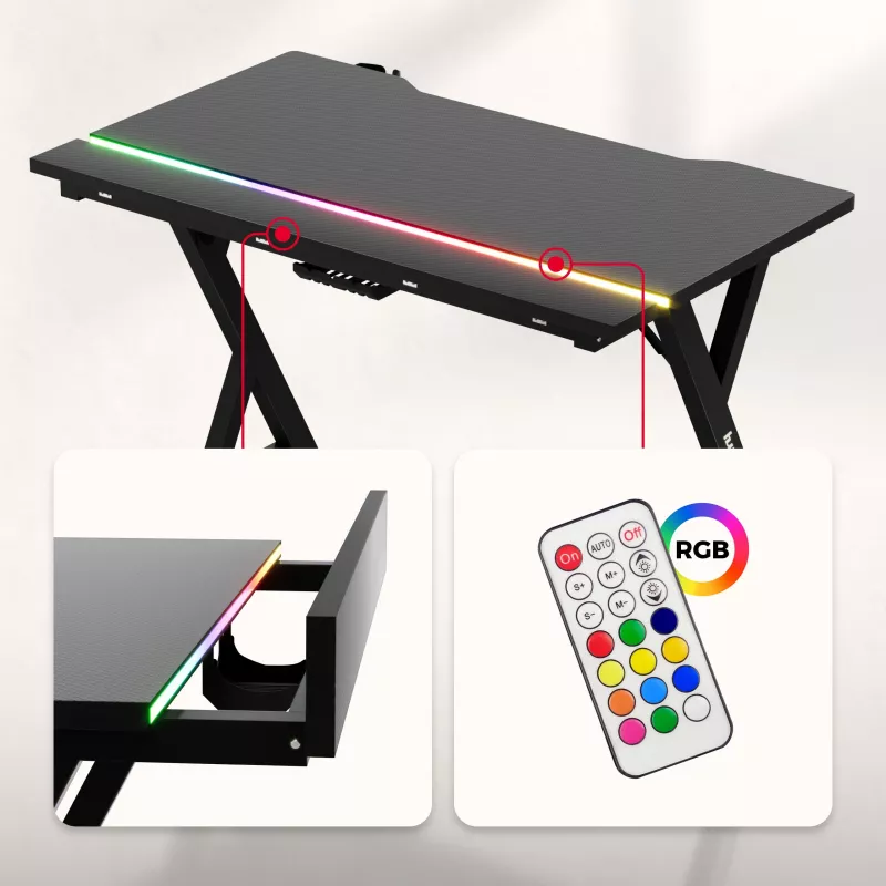 Huzaro Hero 2.4 RGB čierny herný stôl