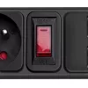 Akyga AK-SP-05U predlžovacia zásuvka s prepäťovou ochranou, 5x CEE 7/5 (Typ E), 2x USB-A, 1,8 m, čierna