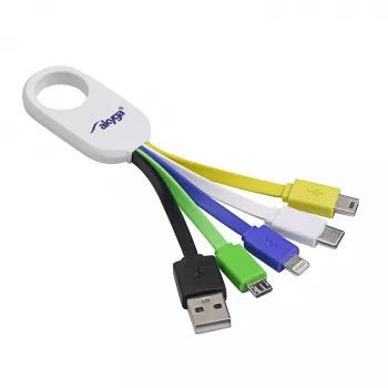 Akyga AK-AD-51 5-in-1 USB nabíjací kábel na kľúčenku, USB-A na USB-C / Micro-USB / Mini-USB / Lightning