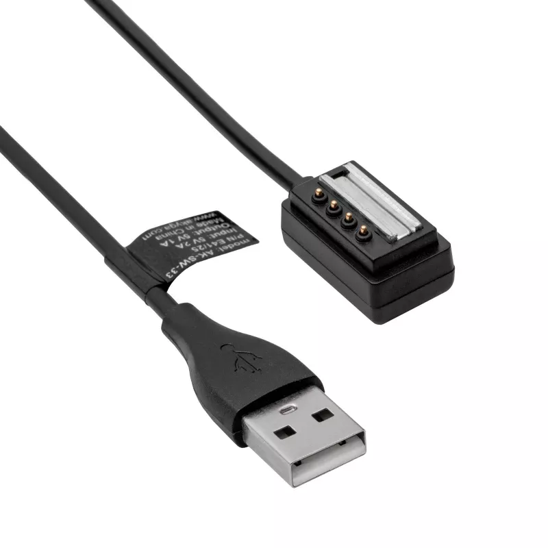 Akyga AK-SW-33 magnetický nabíjací kábel pre Suunto 9 / D5 / Spartan Sport, USB-A, 1 m, čierny