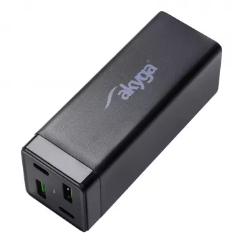 Akyga Charge Brick AK-CH-17 USB nabíjačka 65 W, 2 x USB-C PD + 2 x USB-A QC 4+, čierna