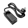 Akyga AK-CH-21 GaN USB nabíjačka 65 W, 2 x USB-C + USB-A, so zásuvkou, 1,5 m, čierna