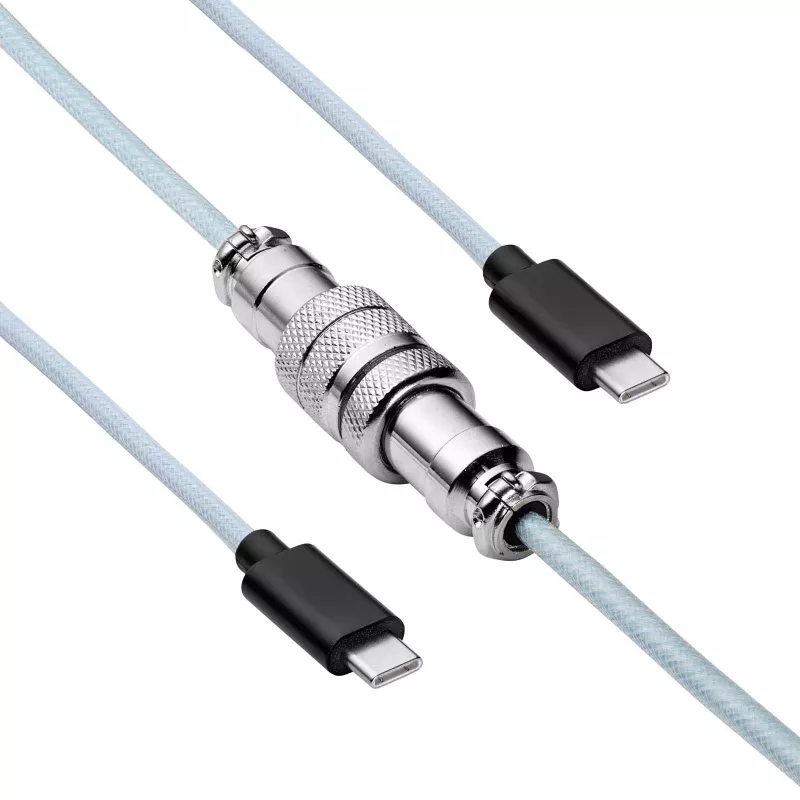 Akyga AK-USB-49 Aviator špirálový kábel USB-C na USB-C s GX16 konektorom, USB 2.0, 3 m, biely