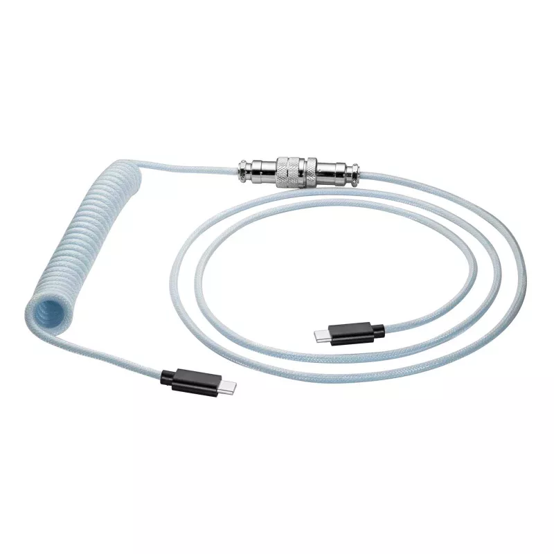 Akyga AK-USB-49 Aviator špirálový kábel USB-C na USB-C s GX16 konektorom, USB 2.0, 3 m, biely