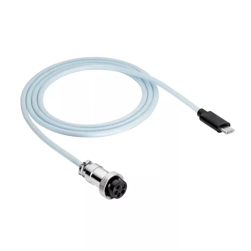 Akyga AK-USB-49 Aviator špirálový kábel USB-C na USB-C s GX16 konektorom, USB 2.0, 3 m, biely