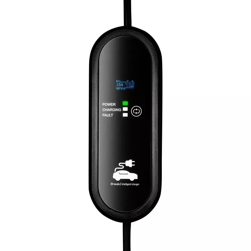 Akyga AK-EC-20 mobilná EV nabíjačka, Type 2, UK konektor (BS 1363), jednofázová, 13 A, 3 kW, LCD, 5 m