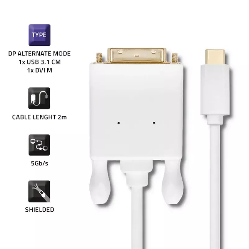 Qoltec USB 3.1 Type-C samec na DVI-D samec adaptérový kábel 2m 4K