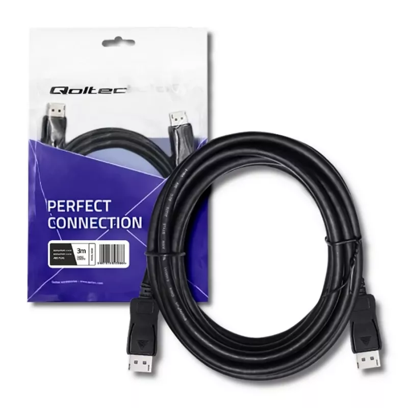 Qoltec DisplayPort 1.4 kábel samec na samec 3m 8K čierny