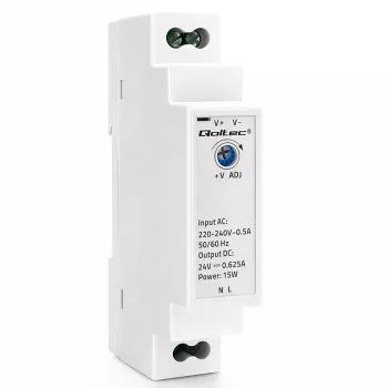 Qoltec DIN lištový napájací zdroj 15W 24V 0.625A sivý