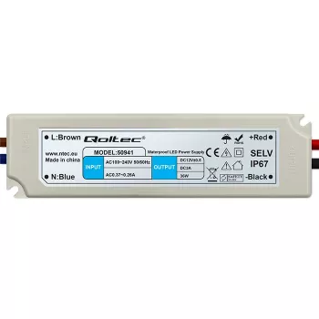 Qoltec LED spínaný napájací zdroj 36W 12V 3A IP67 vodotesný