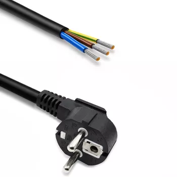 Qoltec napájací kábel zahnutý SCHUKO CEE 7/7 (E/F) medený odizolovaný pocínovaný 3x1.50 mm² 5m čierny