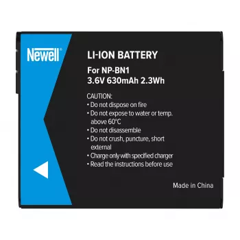 Newell Náhradná batéria NP-BN1 pre fotoaparáty Sony, 630mAh, 3,7V, Li-Ion, čierna