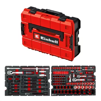 EINHELL-KWB E-Case kufrík na náradie KFZ, 121-dielny (čierna/červená, so sadou náradia pre hobby mechanikov)