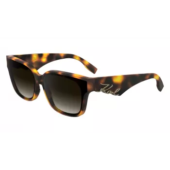 KARL LAGERFELD KL6161S-240 dámske slnečné okuliare, nadrozmerný hranatý tvar, Havana hnedá s hnedými gradientovými šošovkami, 63/14/140 mm