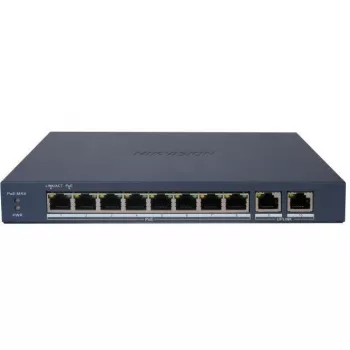 Hikvision DS-3E1510P-EI/M(B) LinkVu 10-portový Layer 2 managed PoE switch s 8 PoE portmi a 2 SFP uplinkami