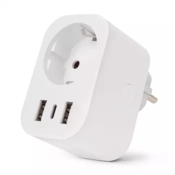 ENTAC Smart WiFi konektor 1x Schuko s 2x USB-A a 1x USB-C, biely