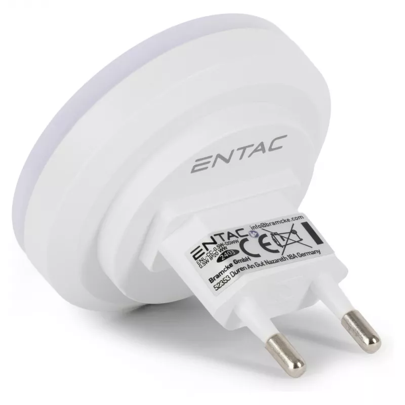 ENTAC LED nočné svetlo 0,5W okrúhle teplá biela so senzorom súmraku