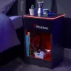 X Rocker herný nočný stolík s RGB LED osvetlením, sivý/červený