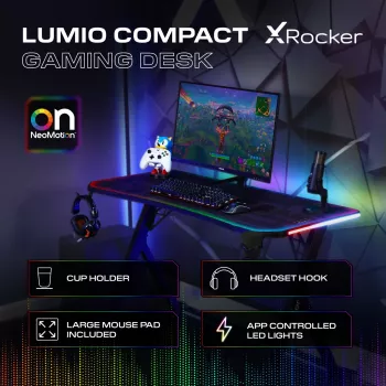 X Rocker Lumio RGB herný stôl s LED osvetlením a podložkou pod myš