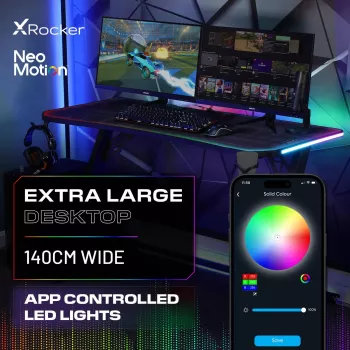 X Rocker Lumio XL RGB herný stôl s RGB osvetlením a podložkou pod myš, 140 cm