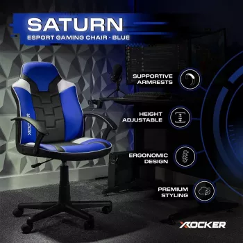 X Rocker Saturn herná stolička pre deti a mládež - modrá