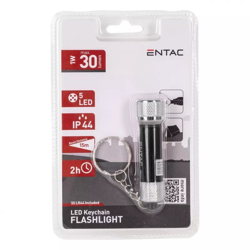 ENTAC 5 LED baterka na kľúče čierna