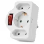 ENTAC nástenný zásuvkový adaptér 2x Euro 1x Schuko s vypínačom biely