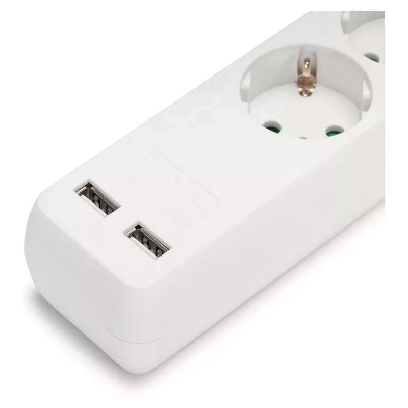 ENTAC predlžovacia zásuvka 3-násobná s USB 1,5m vypínač biela