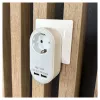 ENTAC zásuvkový adaptér s 2x USB-A biely