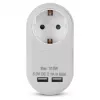 ENTAC zásuvkový adaptér s 2x USB-A biely