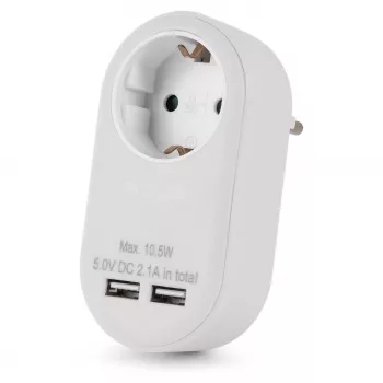ENTAC zásuvkový adaptér s 2x USB-A biela