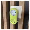 ENTAC zásuvkový adaptér s 2x USB-A limetková
