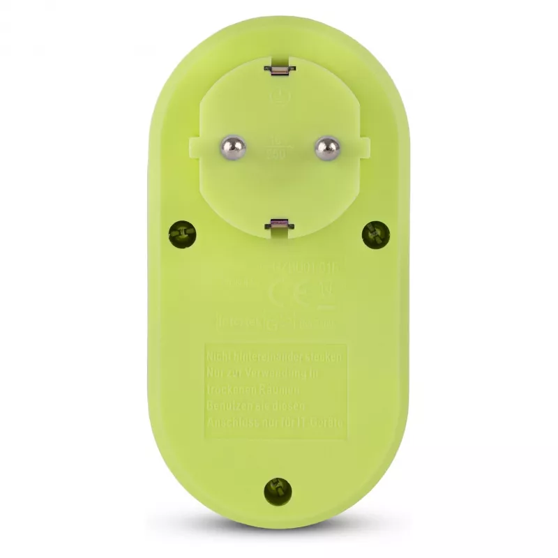 ENTAC zásuvkový adaptér s 2x USB-A limetková