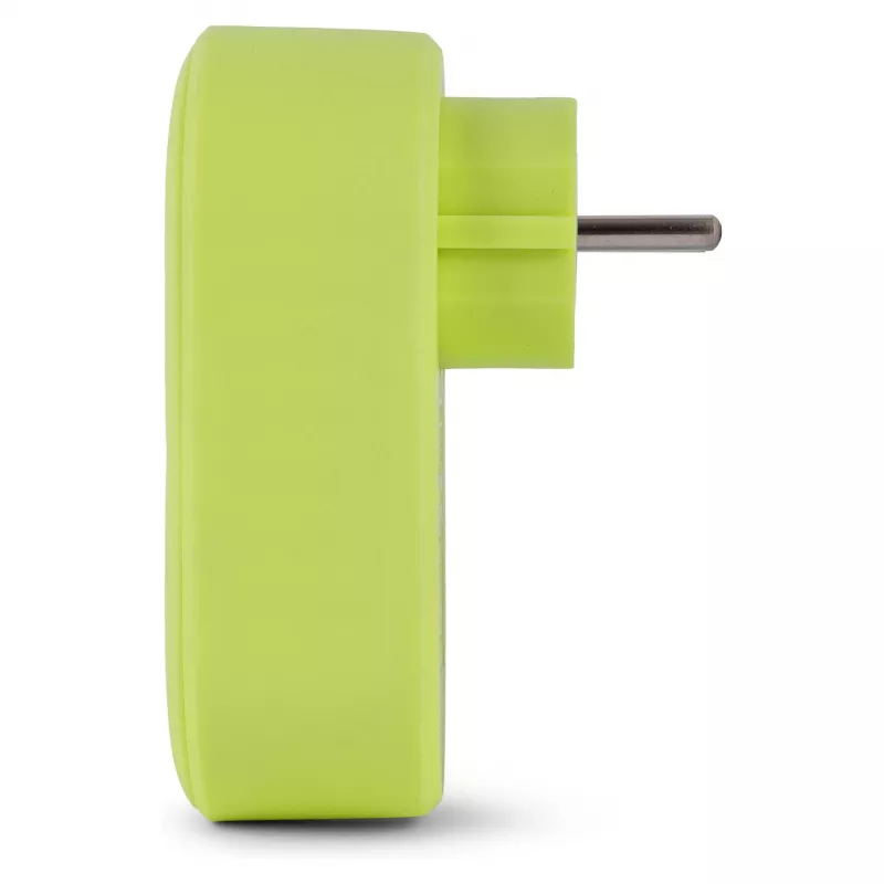 ENTAC zásuvkový adaptér s 2x USB-A limetková