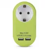 ENTAC zásuvkový adaptér s 2x USB-A limetková