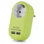 ENTAC zásuvkový adaptér s 2x USB-A limetková