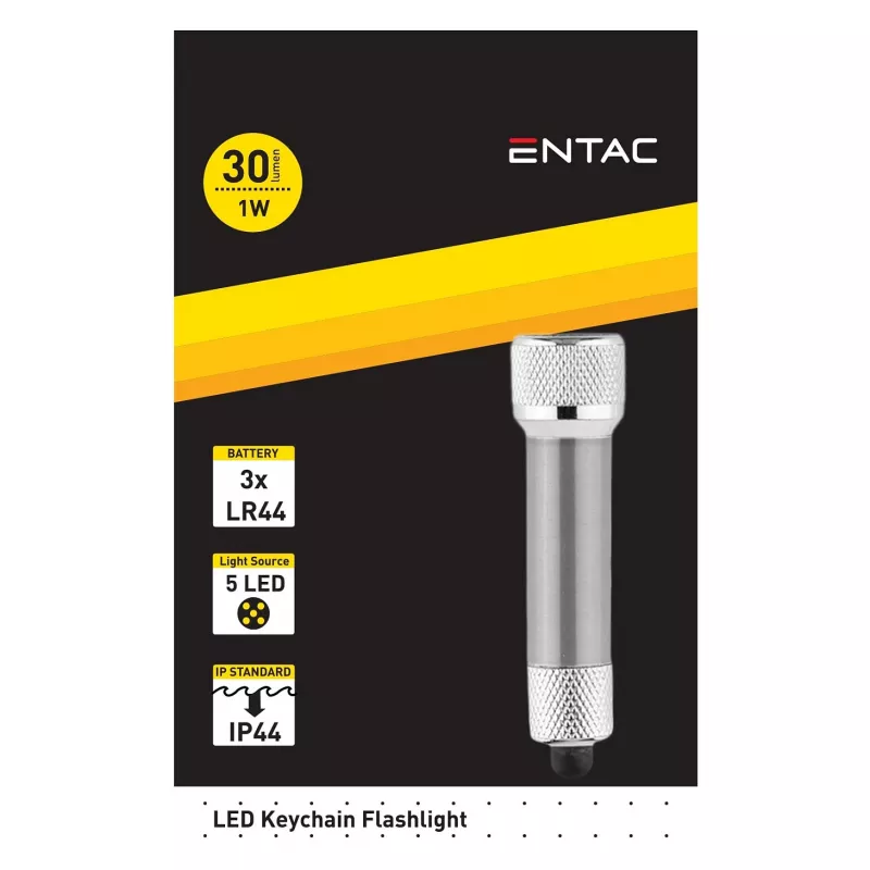 ENTAC 5 LED kľúčenka baterka strieborná