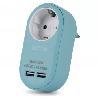 ENTAC adaptér do zásuvky s 2x USB-A modrý