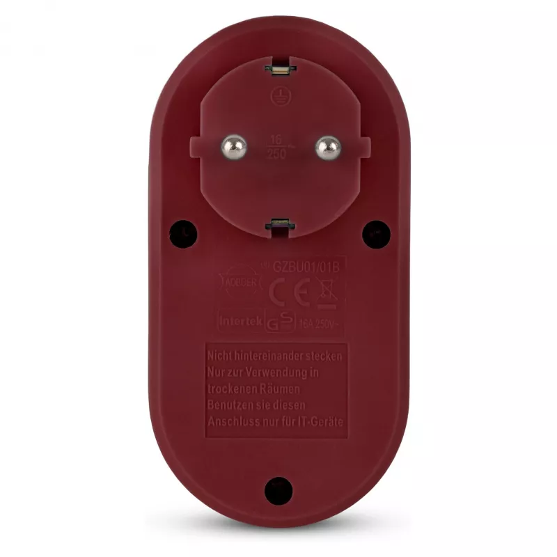 ENTAC zásuvkový adaptér s 2x USB-A bordový