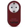 ENTAC zásuvkový adaptér s 2x USB-A bordový
