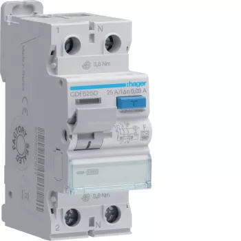 HAGER CDF525D Prúdový chránič 2P 10kA 25A 30mA typ F