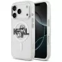 Karl Lagerfeld IML Glitter Karl & Choupette Sketch Logo MagSafe puzdro pre iPhone 17 Pro, transparentná