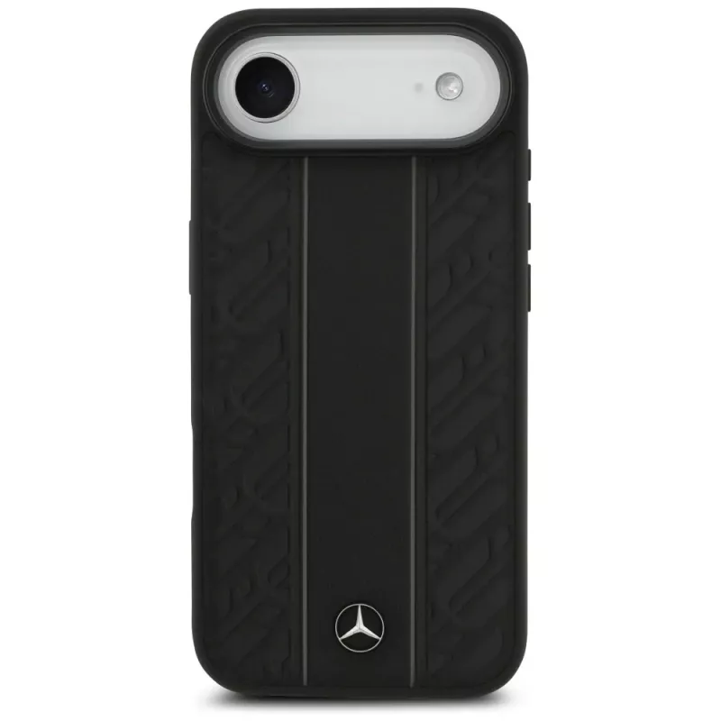 Mercedes-Benz kožené puzdro Laurel Leaves Stripes MagSafe pre iPhone Air, čierne