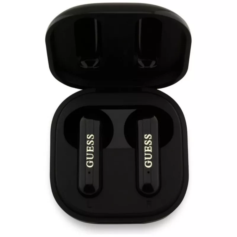 Guess 4G Metal Logo True Wireless Stereo Bluetooth slúchadlá s nabíjacím puzdrom (čierne)
