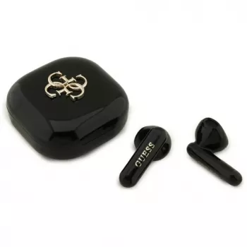 Guess 4G Metal Logo True Wireless Stereo Bluetooth slúchadlá s nabíjacím puzdrom (čierna)