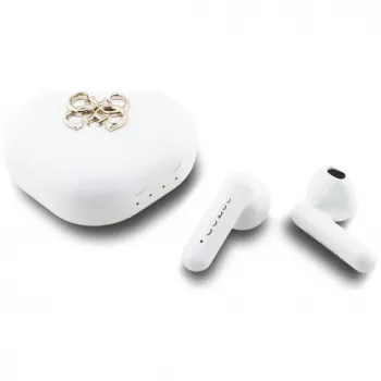 Guess 4G Metal Logo True Wireless Stereo Bluetooth slúchadlá s nabíjacím puzdrom (biela)